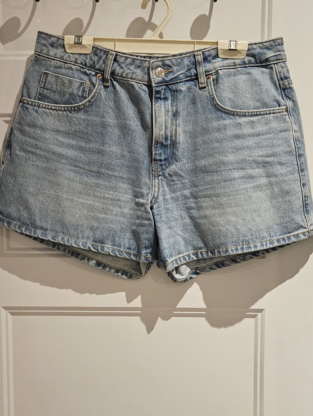 Zara Light Blue High-Rise Denim Shorts